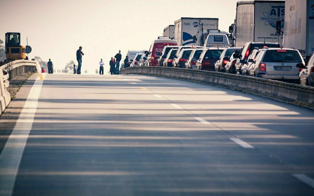 Vollsperrung auf der Autobahn. Vollsperrung auf der Autobahn.
